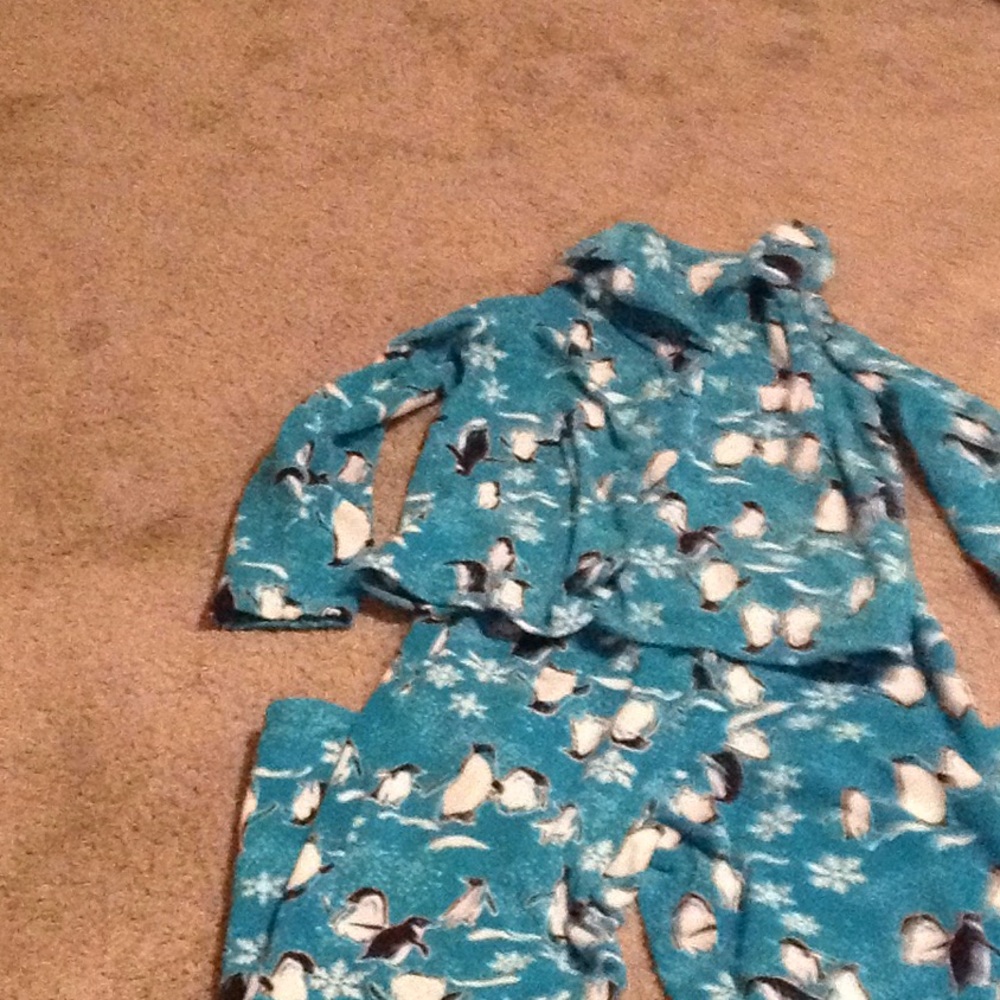 Pjs with penguins and blue and white